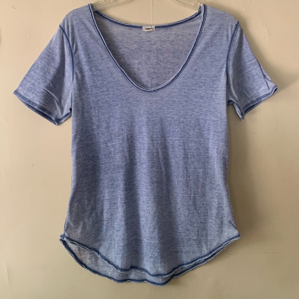 Heather Blue Deep Scoop Neck T Shirt by Garage